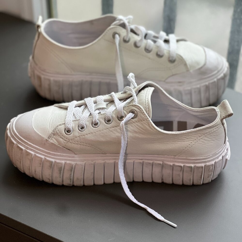 Diesel White Leather Platform Sneakers